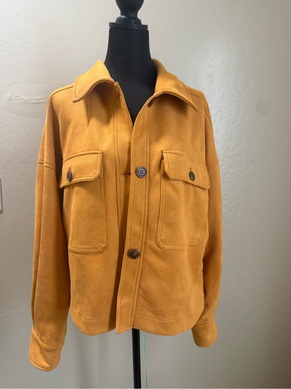 Women's “like Suede” Jacket in Mustard Yellow